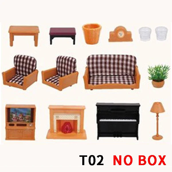 Dollhouse Miniature Accessories 1/12 Forest Family Home Furniture Collection Set Kitchen Cooking Pots For Children Girls Gift