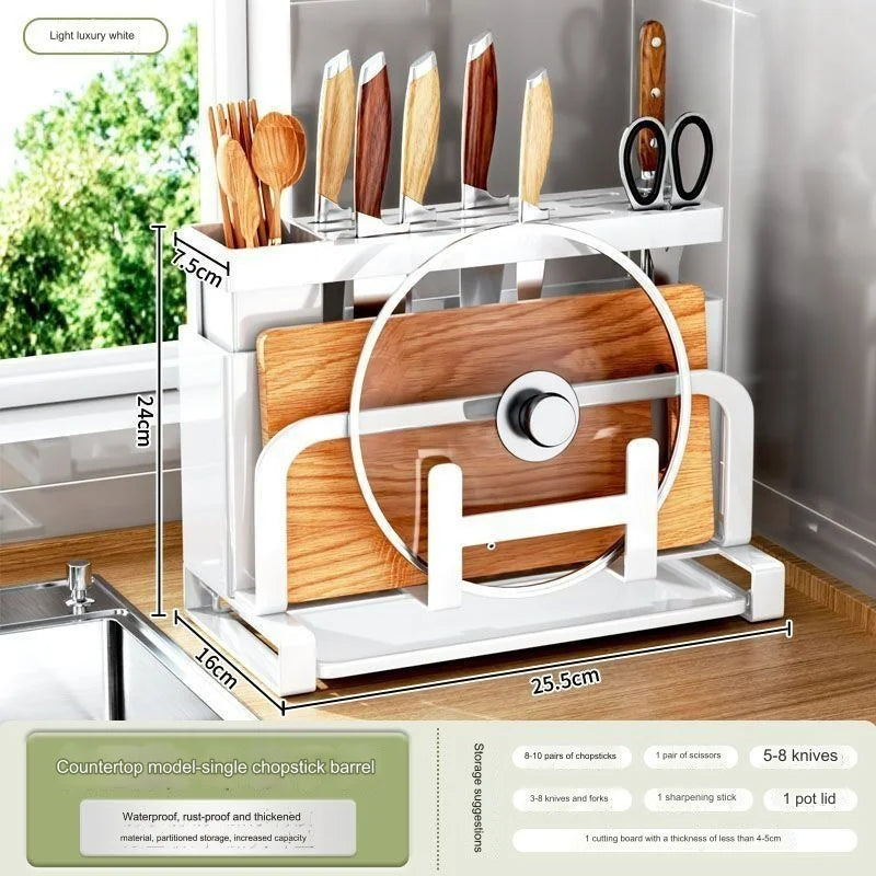 Kitchen Knife Rack Storage Rack for Kitchen Knives, Chopsticks, Cutting Boards, Pot Lids, Cutting Boards, Multifunctional Knives