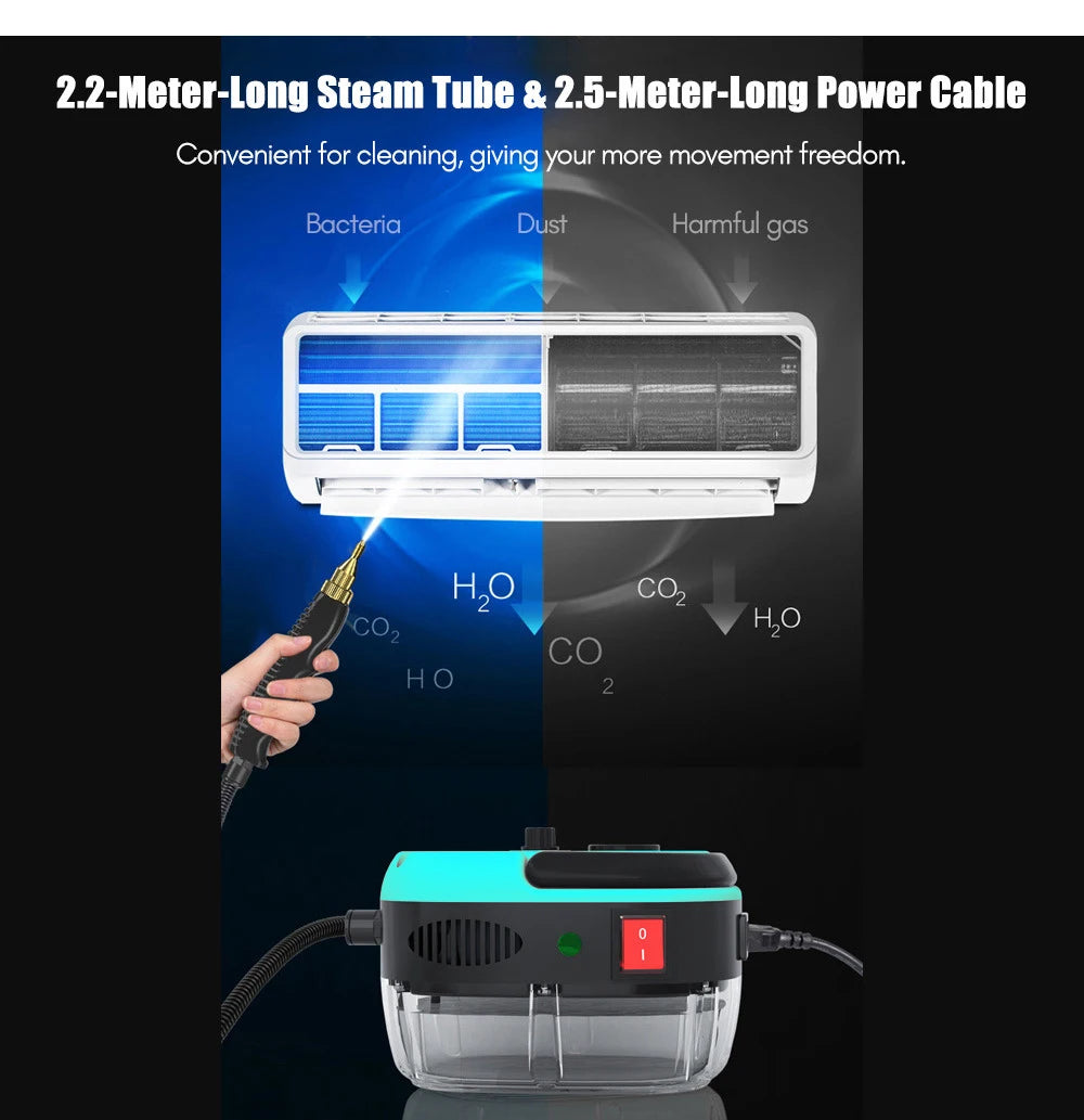 Steam Cleaner High Pressure and Temperature Sterilization Handheld Home Cleaning Air Conditioner Kitchen Hood Car Washer