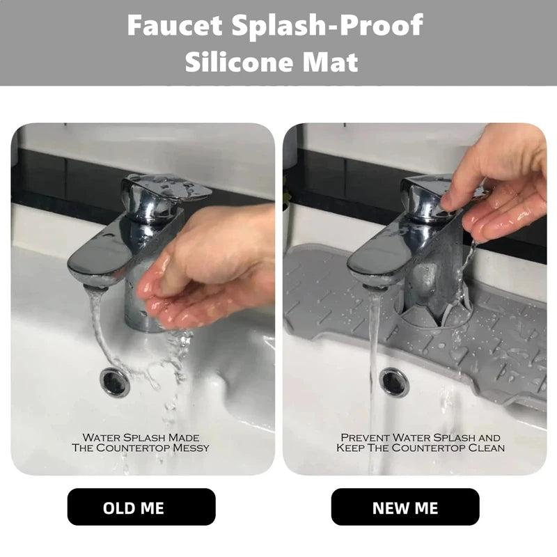 Faucet Absorbent Mat Silicon Kitchen Sink Splash Guard Drain Pad Water Splash Catcher Mats Countertom Countertop Protect Gadgets