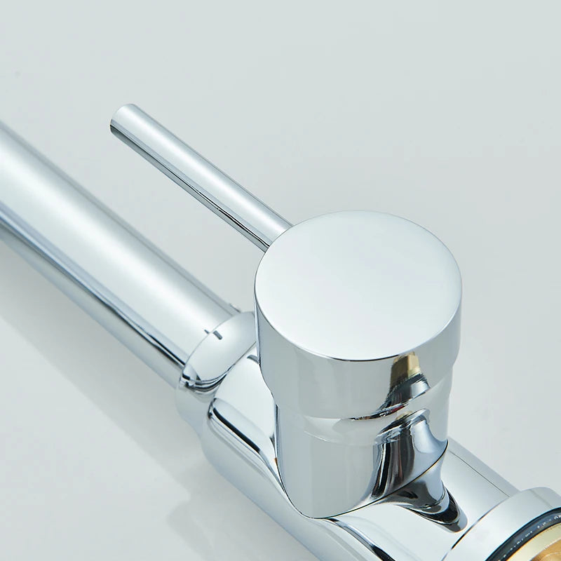 Chrome Spring Pull Down Kitchen Faucet Hot and Cold Water Deck Mounted Tap 360 Rotate Single Hole Single Handle
