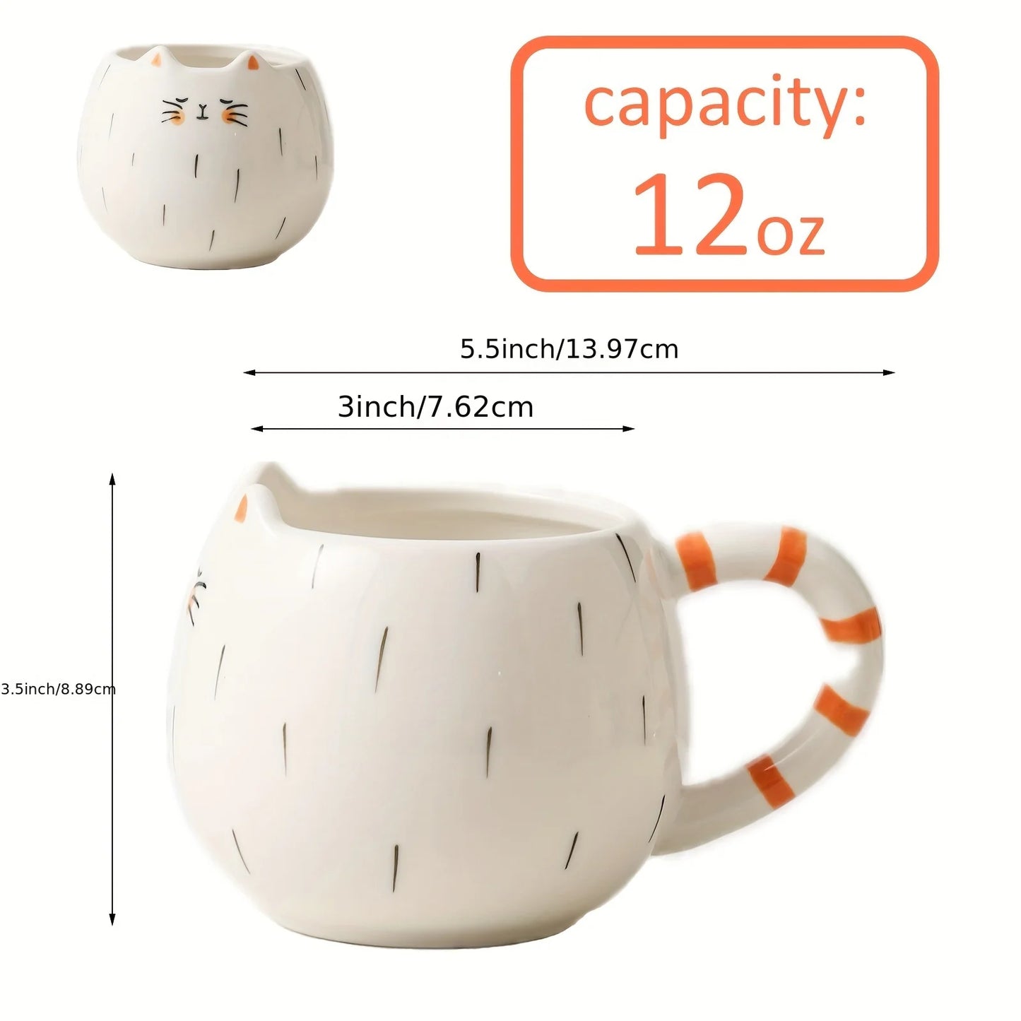1pc cute ceramic cup, cat shaped mug, 380ml/13oz milk, coffee, and water cups
