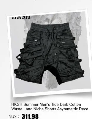 HKSH Men's Tide Streetwear Jeans RO Style Women's Autumn Winter Urban Spiral Track Twisted Large Zipper Dark Denim Pants HK1407