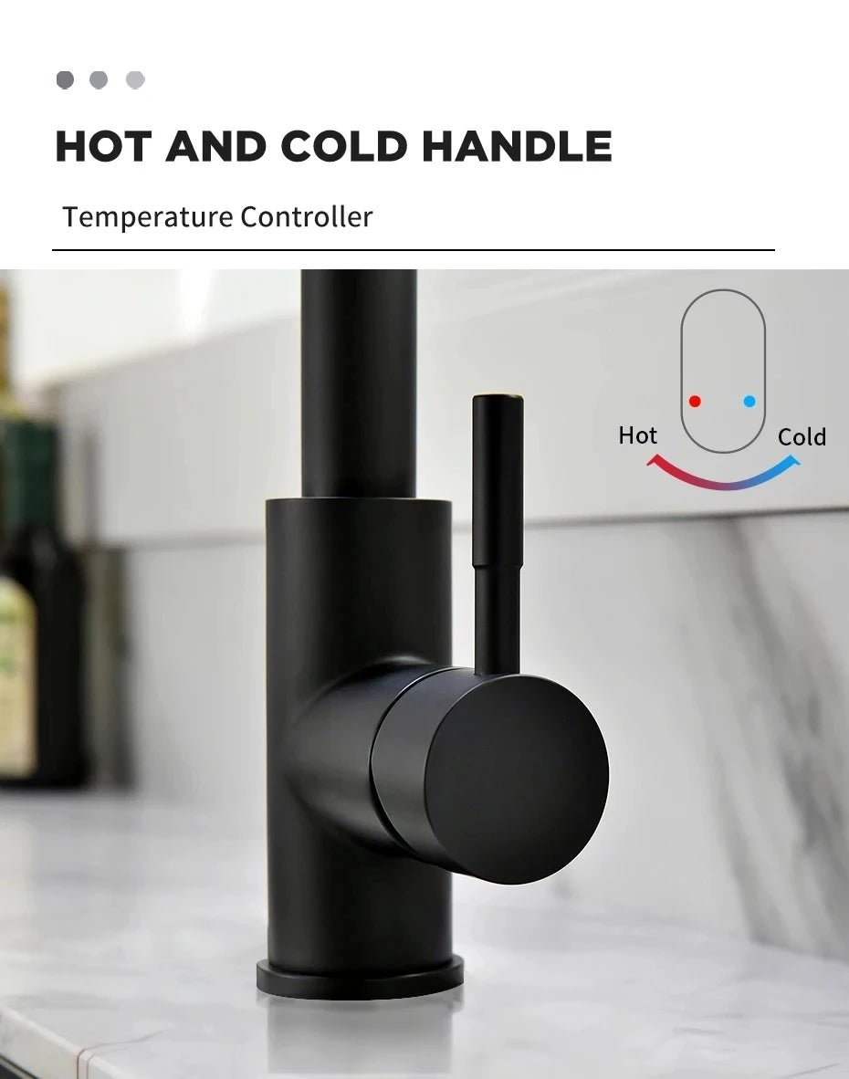 Kitchen Faucet Stainless Steel Brushed Faucet Kitchen Sink Faucet Pull-out Kitchen Water Faucet Single Hole Faucet
