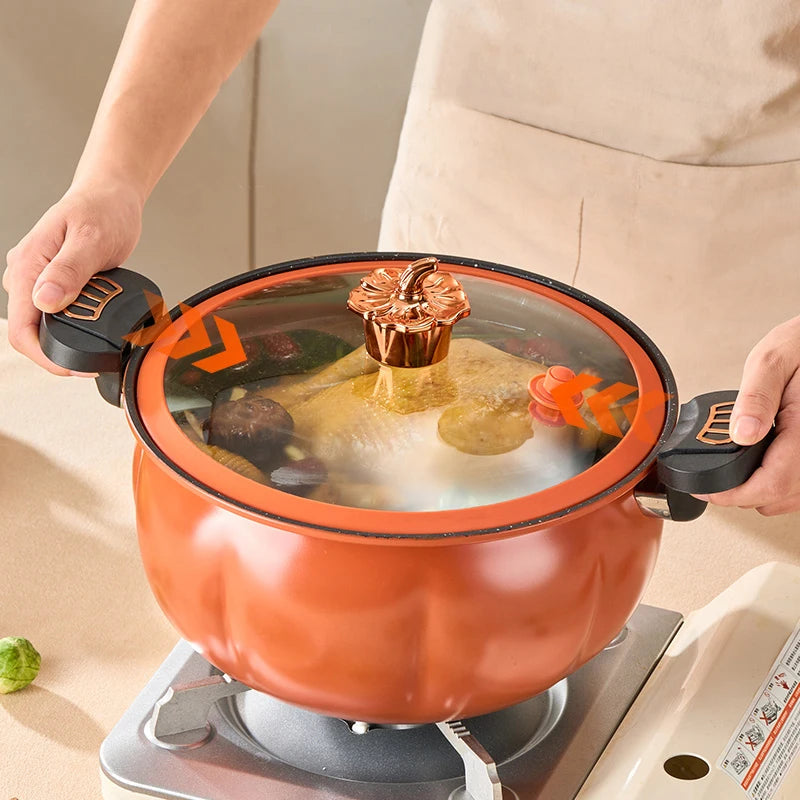 Pumpkin Pot Multifunctional Cast Iron Slight Pressure Cooker Braise Boil Steam Stew Nonstick Pots Cooking Pots