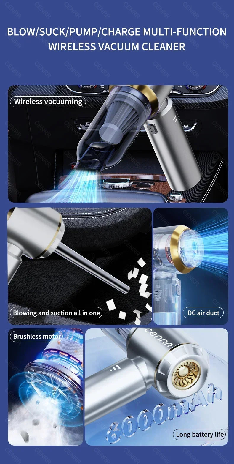 CENRR 998000PA Car Vacuum Cleaner Mini Powerful Wireless Handheld Home Appliance Cleaning Machine Portable Car Vacuum Cleaner