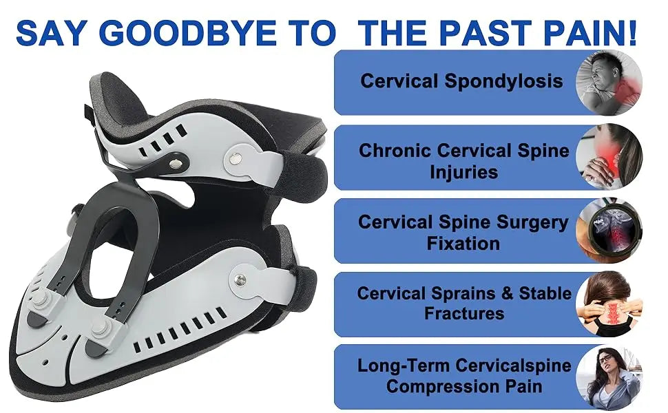 Neck Brace Support Orthosis, Adjustable Cervical Collar, Fixable Neck Posture Corrector, Pain Relief, Traction Spine Alignment