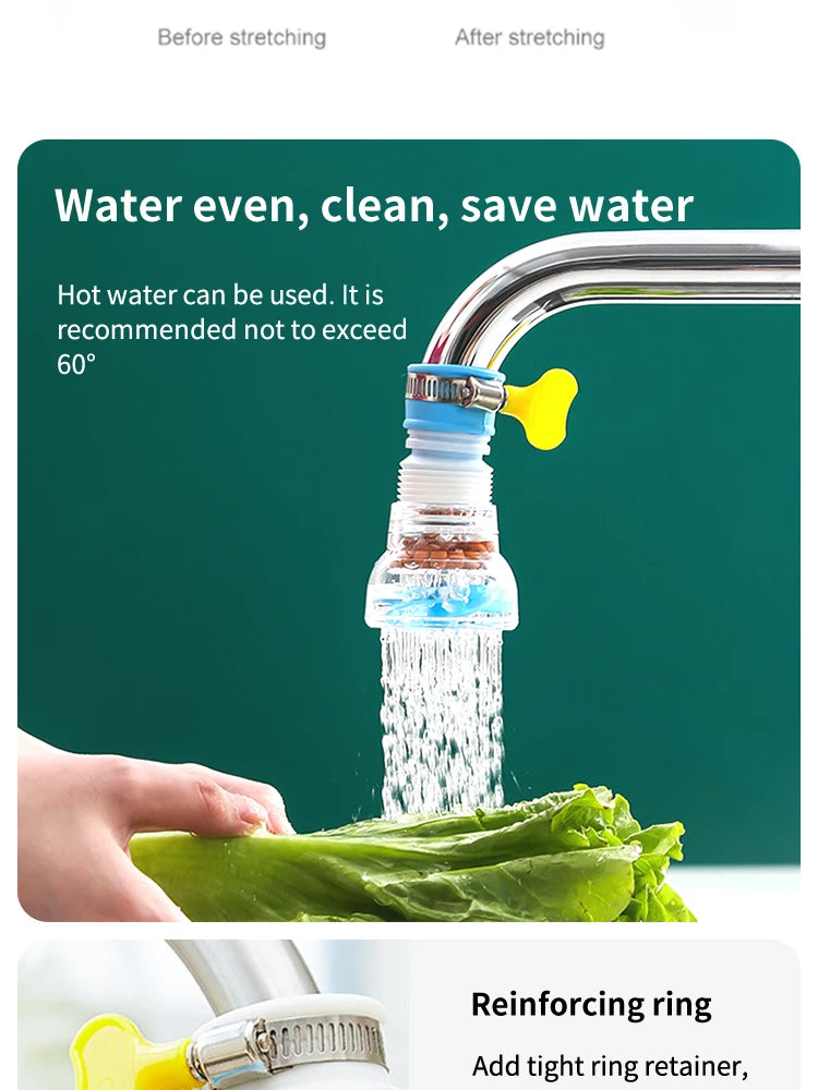 Faucet Filter Splash Proof 360 Degrees Rotatable Retractable Faucet Extender Universal Kitchen Maiwanshi Filter Water Purifier