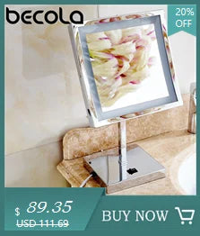 BECOLA Double Side Bathroom Folding Brass Shave Makeup Mirror Gold Plated Wall Mounted Dual Arm Extend Bath Mirror BR-6738