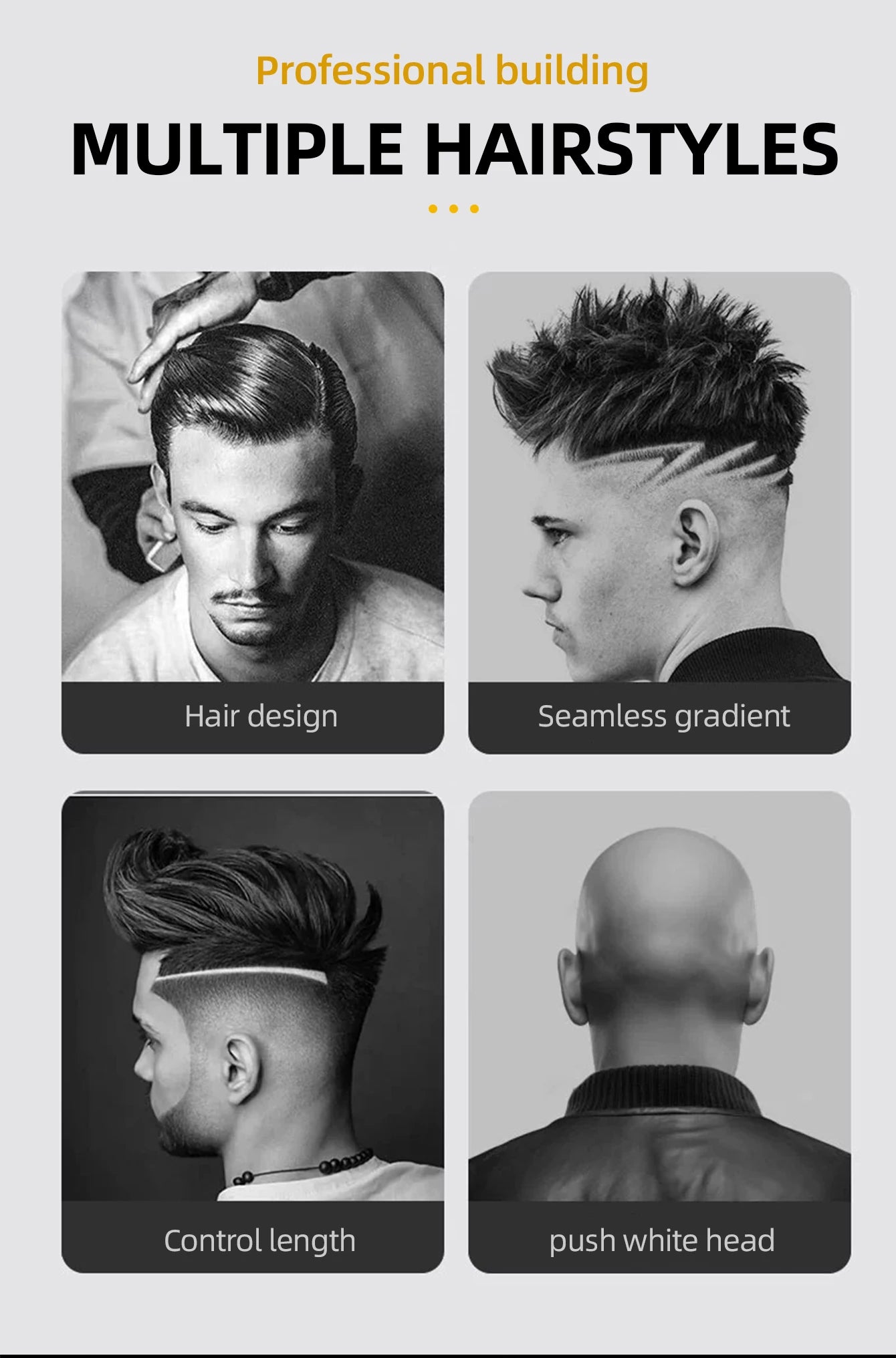 Kemei Professional Hair Trimmer Electric Hair Clipper Men's Rechargeable Barber Cordless Hair Cutting Machine for Bareheaded