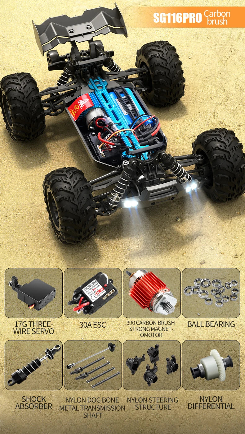 SG116MAX 80KM/H High Speed RC Car Brushless 4WD Off-Road Drift Remote Control Car 1:16 Professional Racing Cars SG116PRO 40KM/H