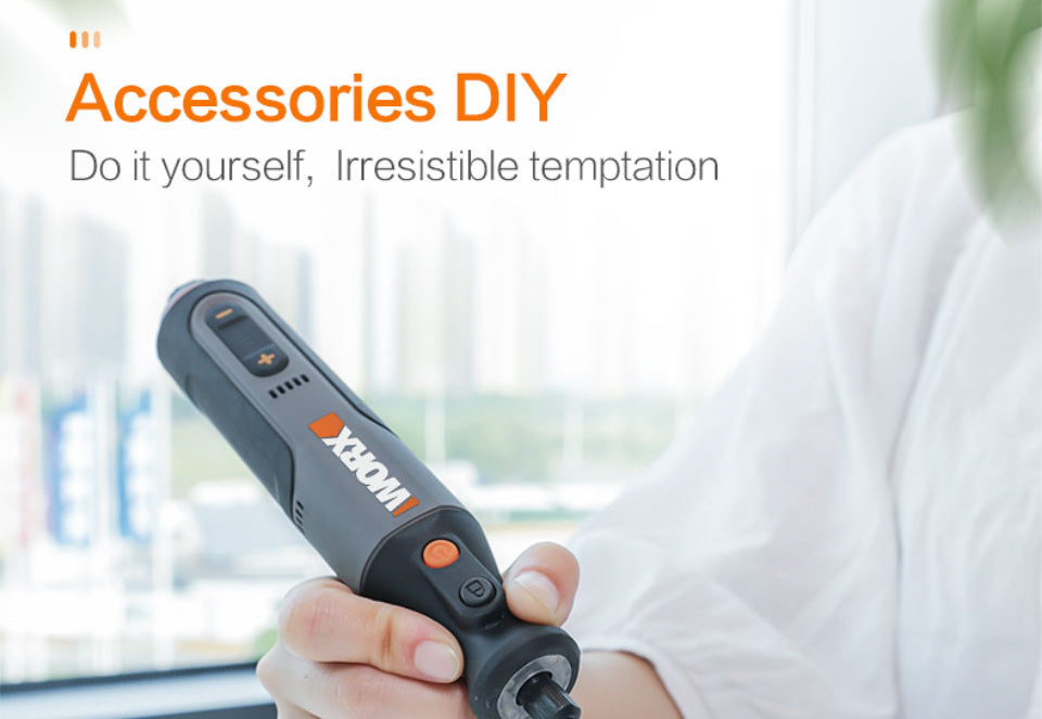 Worx 8V Rotary Tool WX106 Cordless Mini Drill Engraving Grinding Polishing Machine USB Charger Variable Speed Power Tools Set