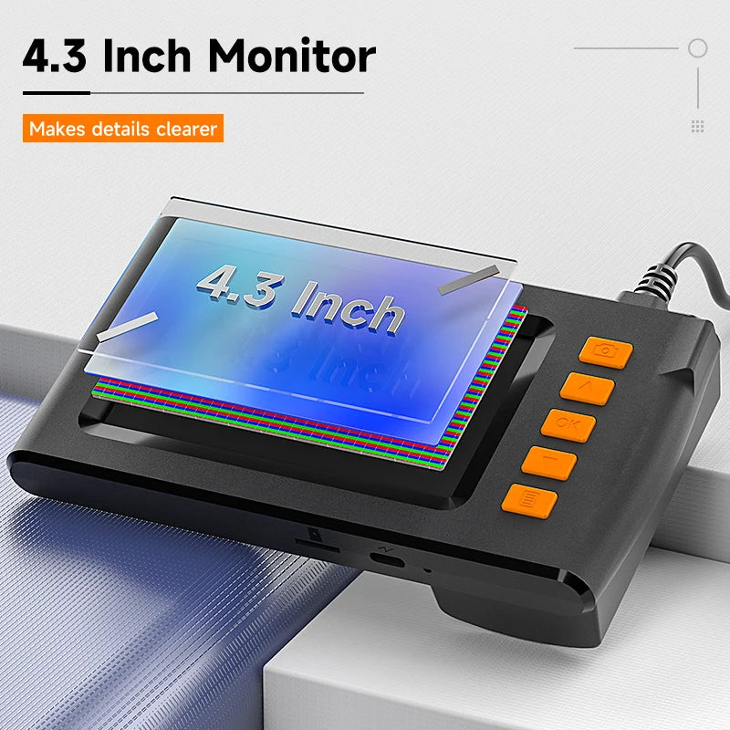 4.3 Inch Screen Endoscope Camera HD1080P 8MM Lens Explorer Pipe Car Inspection Borescope 2-10M LEDs waterprof 2600mAh Take Photo