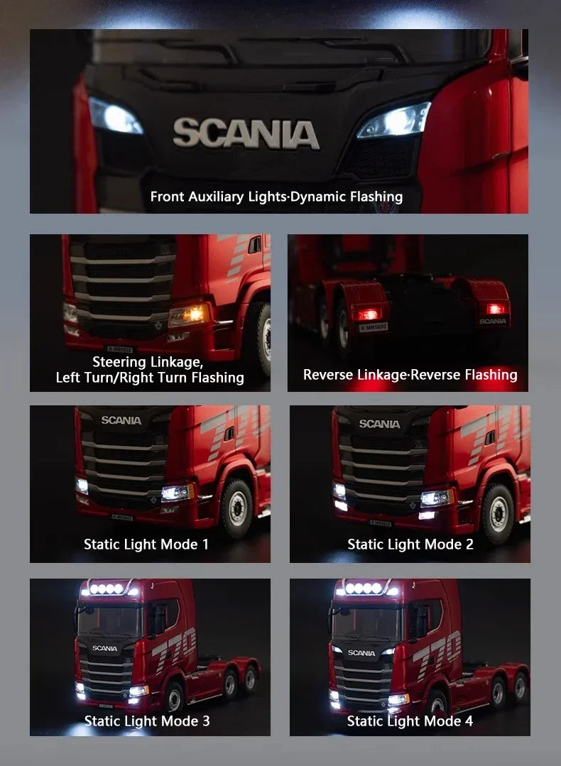 HUINA 1501 770S Scania Alloy Tractor 19CH RC Truck 1/18 2.4G remote control Engineering Trailer Truck with Light and Sound Toys