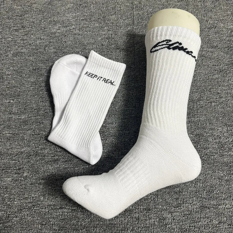 men's cotton 1 pair of shock-absorbing thick sports socks, white, black, gray, street skateboarding, basketball socks