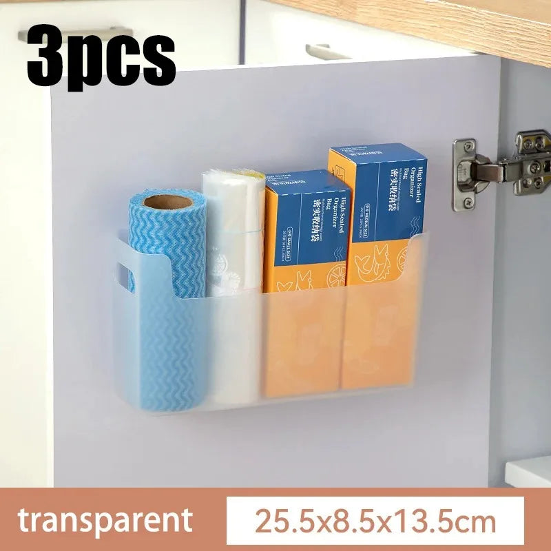 Kitchen Organizer Wall-mounted Kitchen Storage Organization Plastic Storage Rack Punch-Free Dish Drying Rack Accessories Shelf