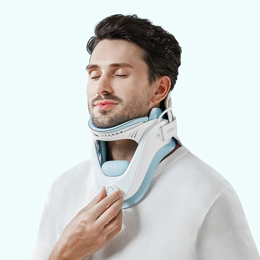 Neck Traction Device Adjustable Ergonomic Neck Stretcher with Airbag Support Cervical Collar Stretch Neck Shoulder Relaxer