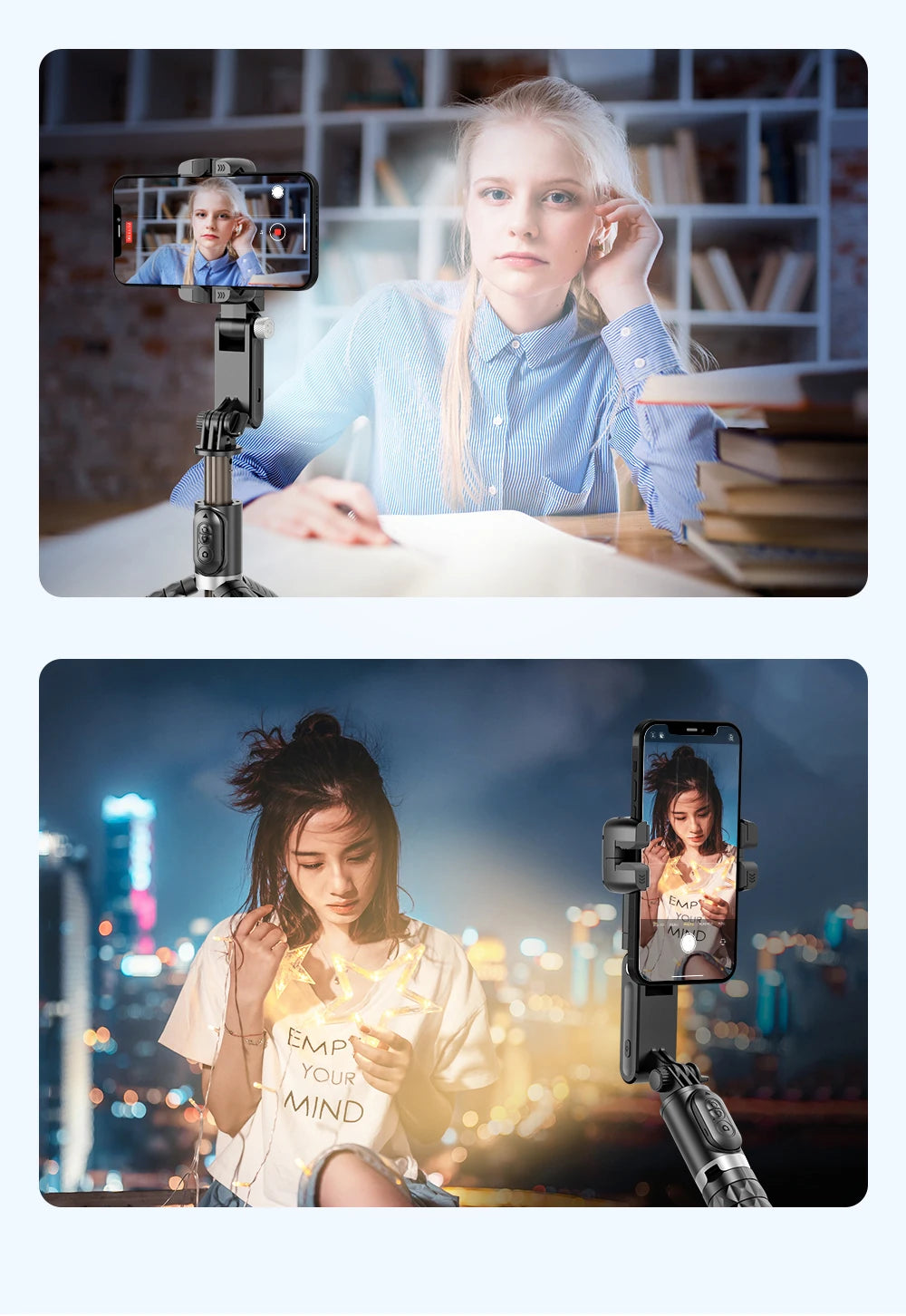 360 Rotation Following Shooting Mode Gimbal Stabilizer Selfie Stick Tripod Gimbal For iPhone Phone Smartphone Live Photography