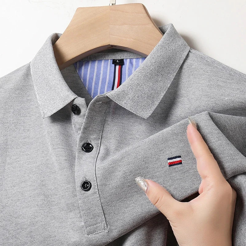 New Men's Casual Fashion Breathable Polo Shirt Comfortable Embroidered Top for Business And Leisure