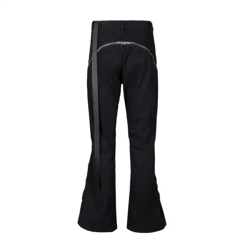 HKSH Men's Tide Streetwear Jeans RO Style Women's Autumn Winter Urban Spiral Track Twisted Large Zipper Dark Denim Pants HK1407