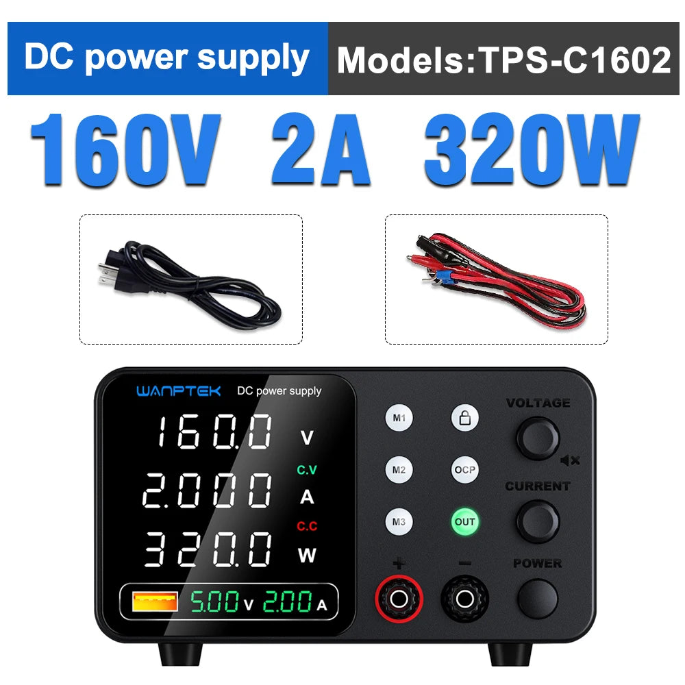 Wanptek Lab DC Power Supply Encoder adjustment Memory Adjustable 30V 10A Bench Power Source 160V 120V 60V 5A 3A Metal anodizing