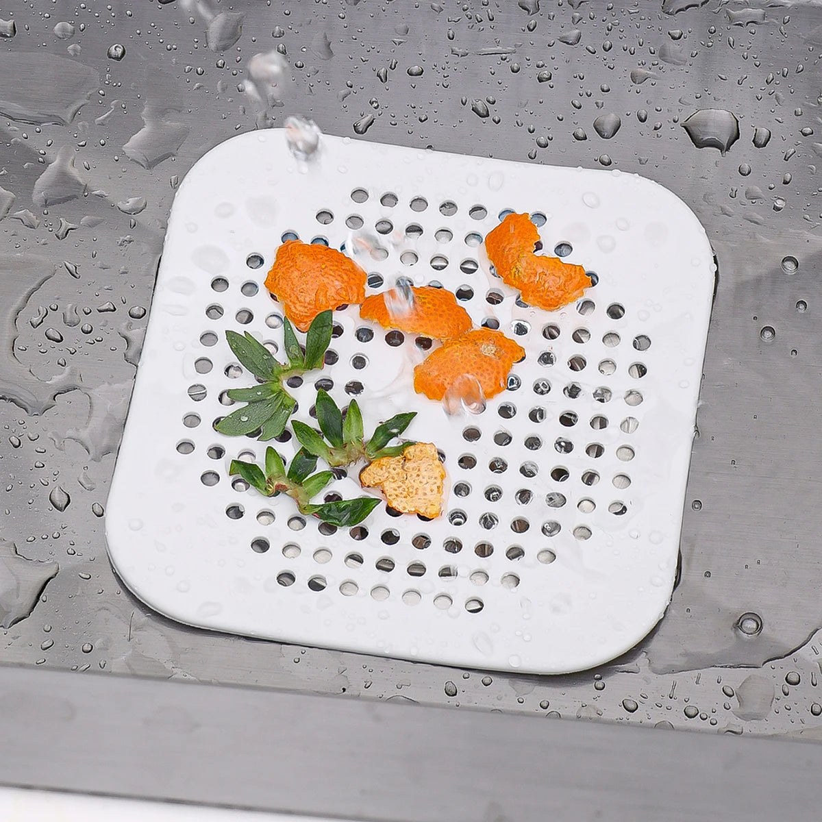 Durable Silicone Square Shower Drain Cover Prevents Sink Clogging, Shower Drain Strainer, Adsorption Sink Strainer, Convenient