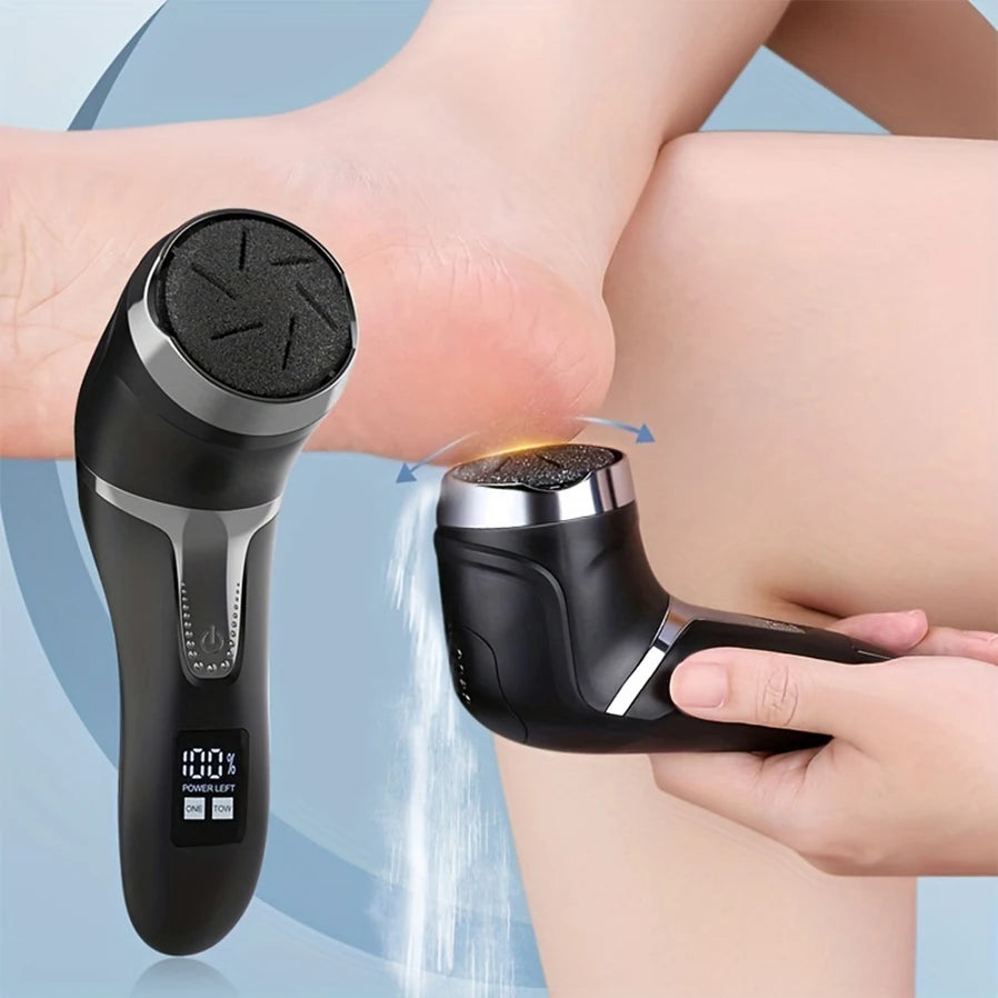 Rechargeable three head electric scab remover with chip removal vacuum cleaner, portable foot repair kit, LED display screen