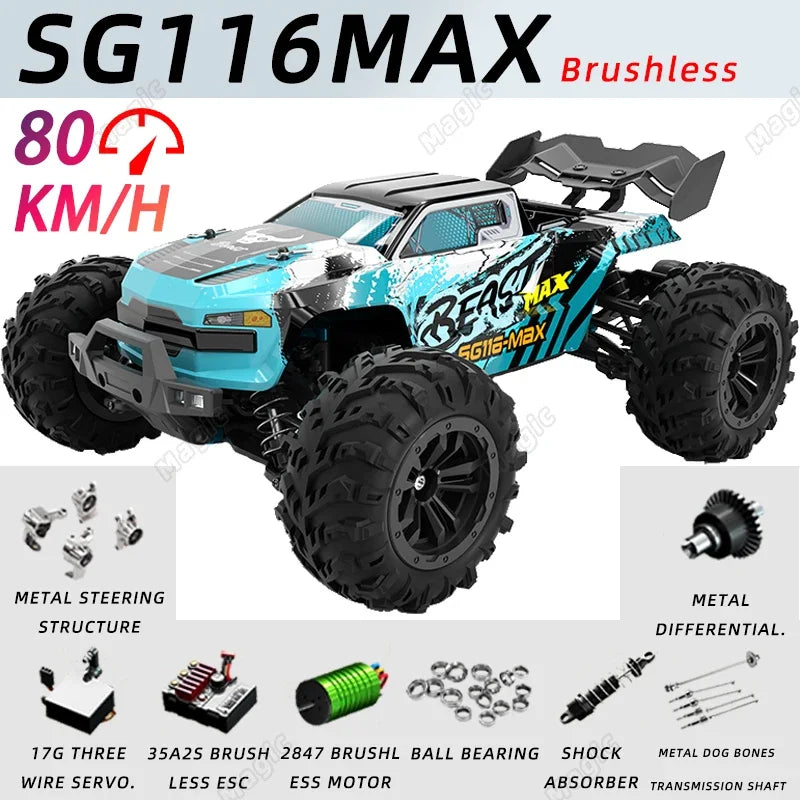 SG116PRO/MAX Remote Control Car 1:1680KM/H Brushless Remote Control Car Four-Wheel Drive Professional Racing Off-road Drift Car