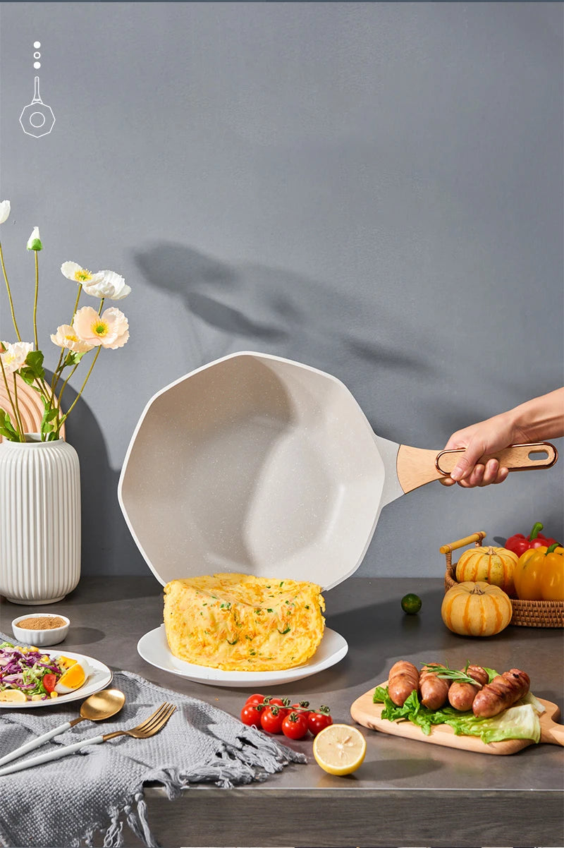 GIANXI Octagonal Wok Medical Stone Non-stick Frying Pan Induction Cooker Gas Stove Special Cooking Pots Cooking Utensils