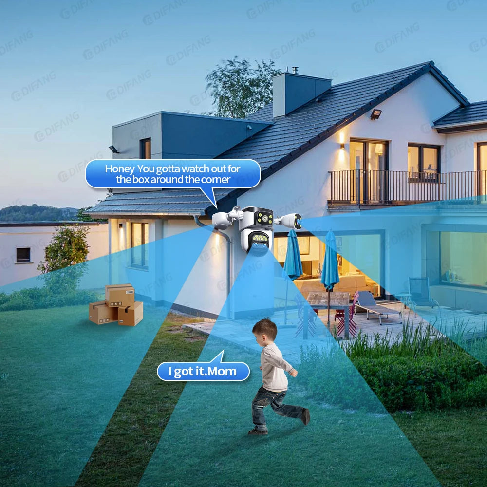 10K 20MP Home Security WiFi Camera Four Len Four Screen 360° PTZ 10X Zoom CCTV Wireless Surveillance IP Cam Security Protection