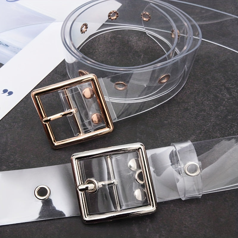 Stylish Heart Buckle Waist Belt - Transparent, Hollow Out, Eyelet Design, Adjustable, Casual, Chic - Decorative Dress Girdle for Women, Jeans Pants Accessories