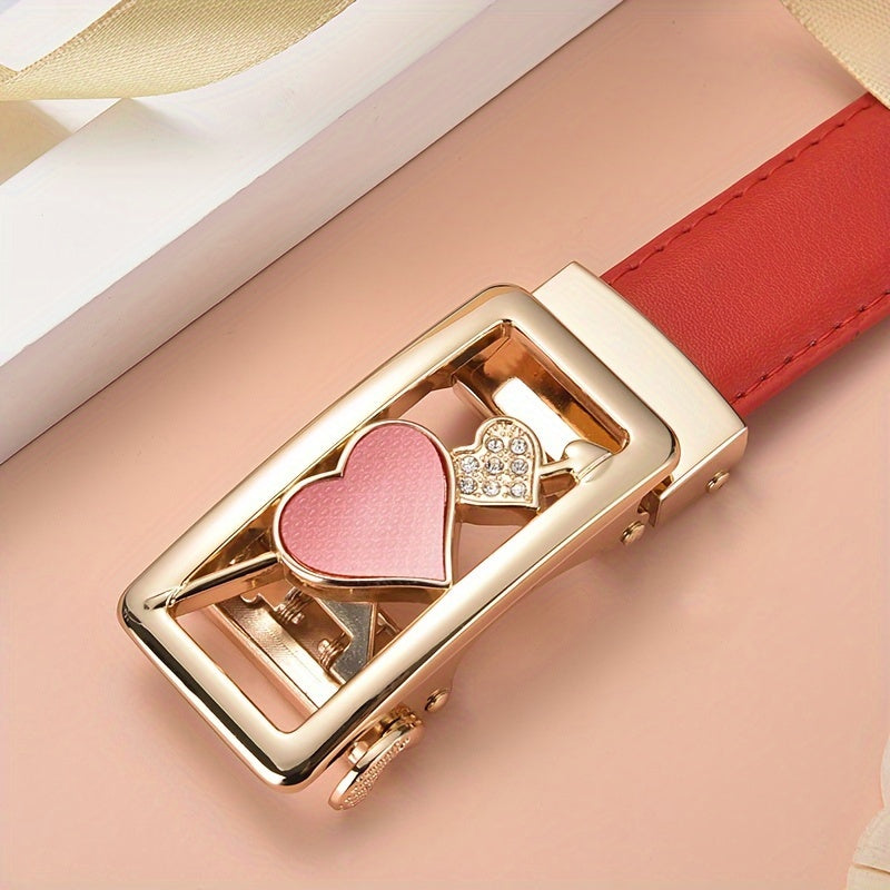 Stylish Rhinestone Embellished Pu Leather Belt - Classic Automatic Buckle, Fashionable Waist Accessory for Women, Jeans, Skirts, and Dresses, Perfect for Everyday Wear and Special Occasions