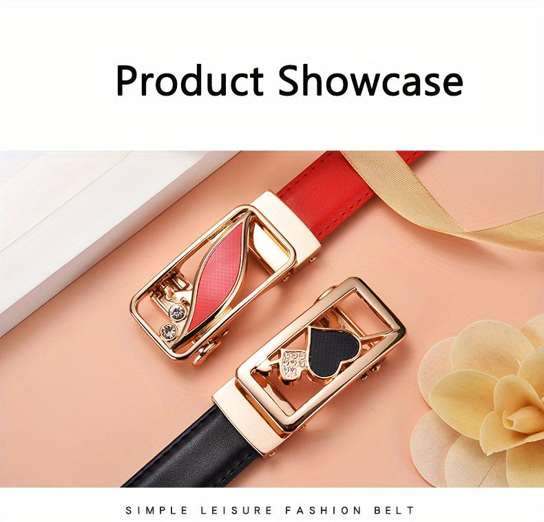 Stylish Rhinestone Embellished Pu Leather Belt - Classic Automatic Buckle, Fashionable Waist Accessory for Women, Jeans, Skirts, and Dresses, Perfect for Everyday Wear and Special Occasions