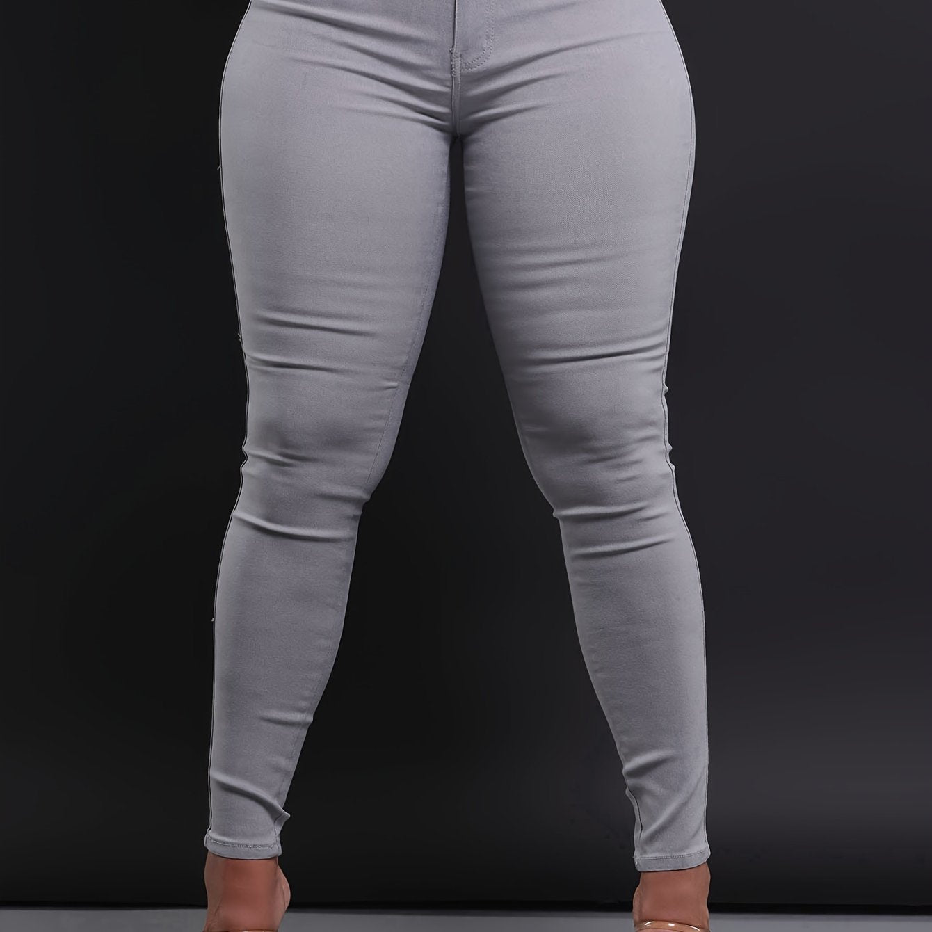 Stylish High-Waist Skinny Fit Jeans - Women Jeans - Stretch Denim, Casual, Versatile, Zipper Button Closure, Comfortable, Flattering Silhouette, Perfect for Daily Wear