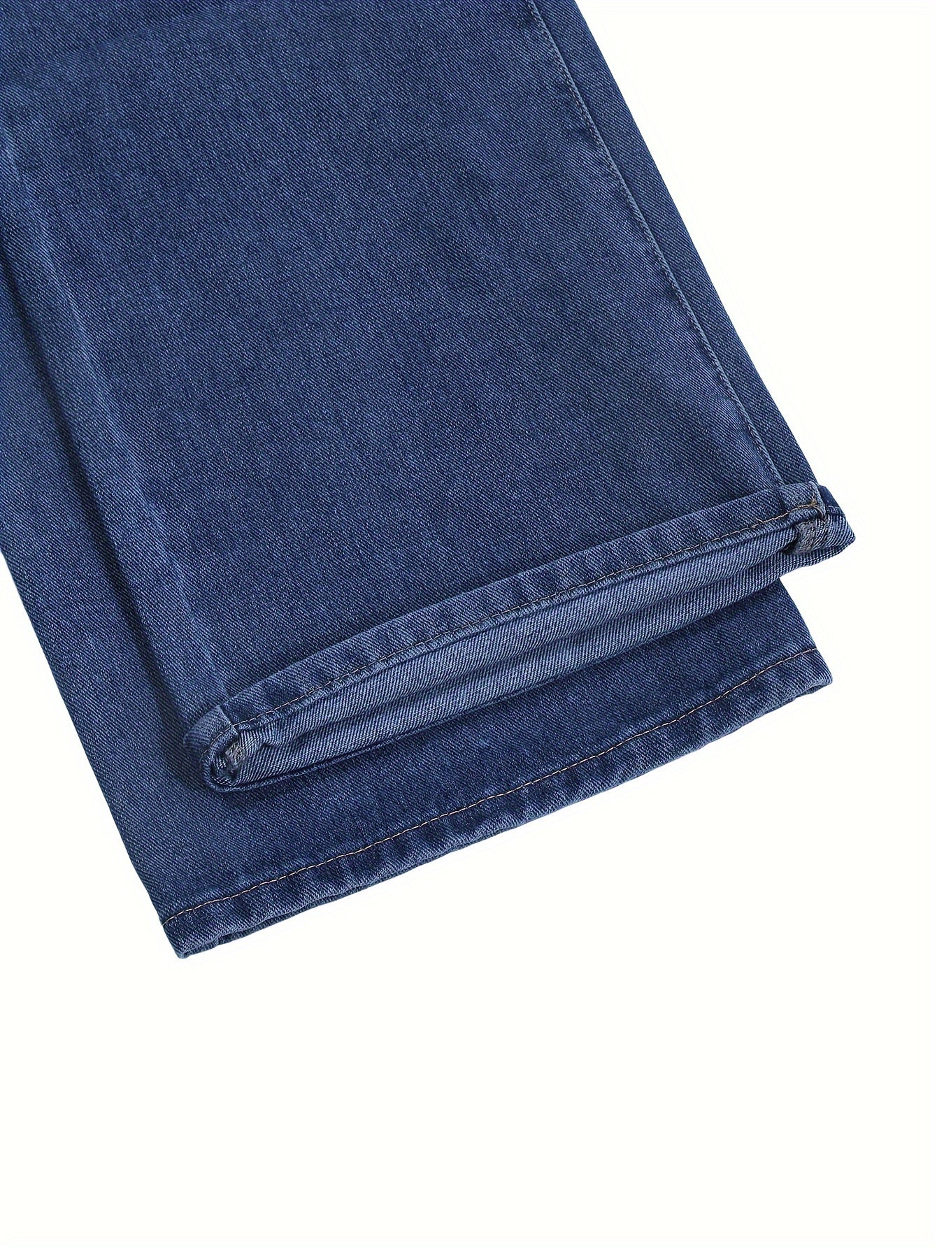 Vintage Chic High-Waisted Relaxed Fit Mom Jeans - Women Jeans - 90s Inspired, Straight Leg, Machine Washable, Comfortable, Y2K Retro Style, Blue Denim, Easy Care