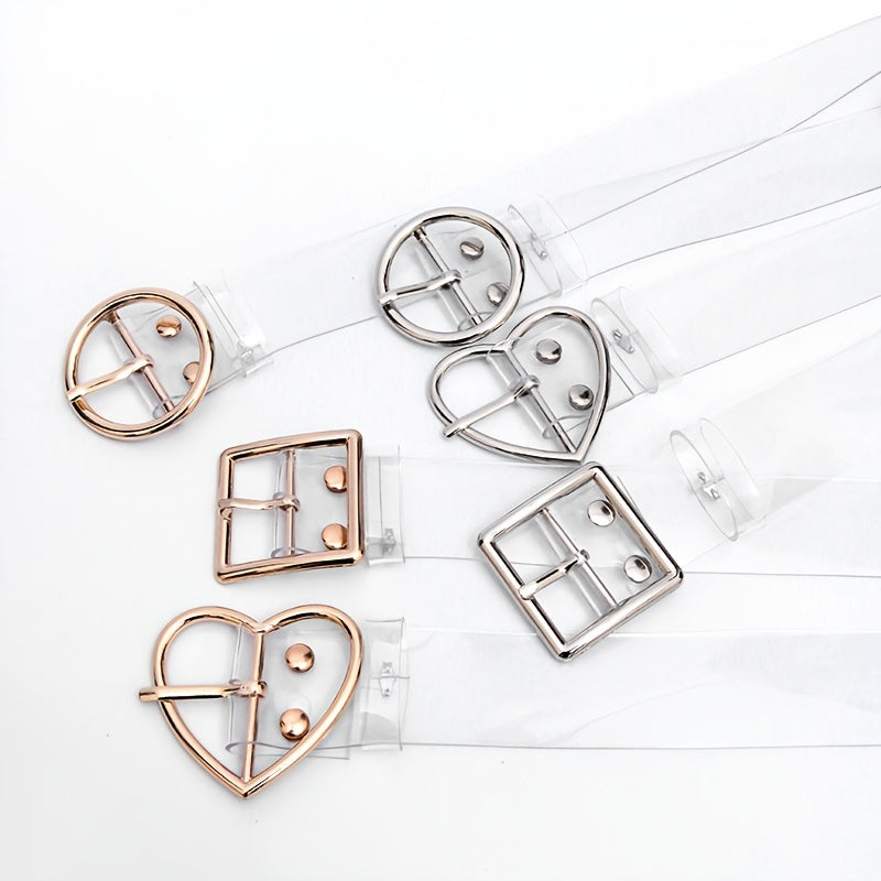 Stylish Heart Buckle Waist Belt - Transparent, Hollow Out, Eyelet Design, Adjustable, Casual, Chic - Decorative Dress Girdle for Women, Jeans Pants Accessories
