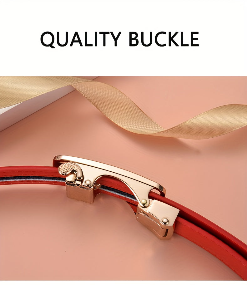 Stylish Rhinestone Embellished Pu Leather Belt - Classic Automatic Buckle, Fashionable Waist Accessory for Women, Jeans, Skirts, and Dresses, Perfect for Everyday Wear and Special Occasions